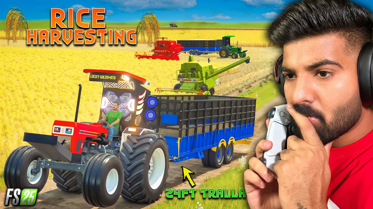 Dinosaur 855 vs 24ft Tralla | Rice Harvesting | FS25 | Happy Goldsmith