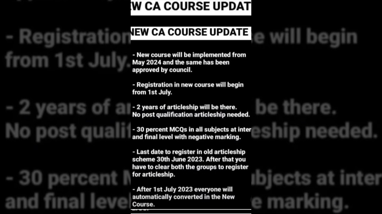 New CA Course details 