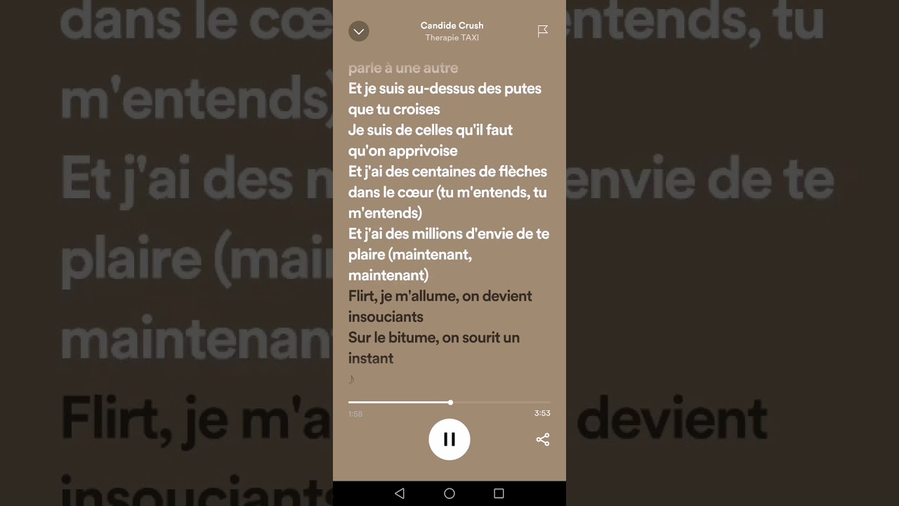 candide crush (therapie TAXI) Paroles lyrics