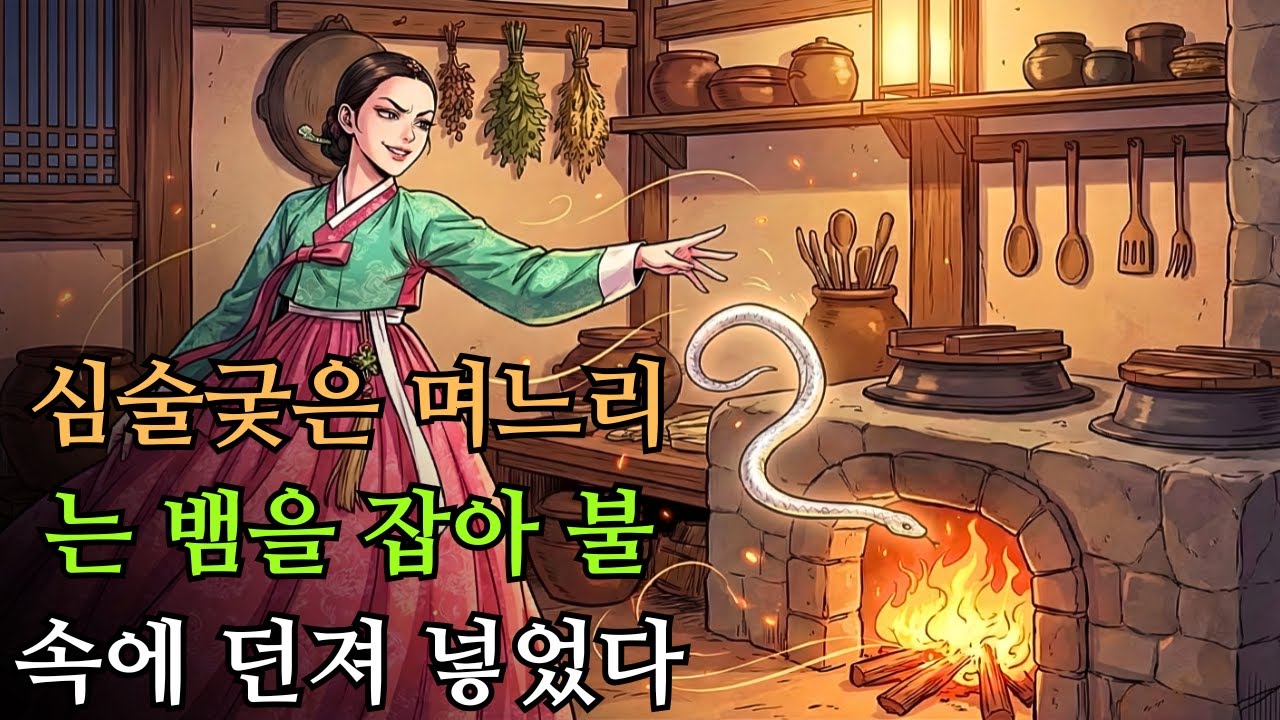 심술궂은 며느리는 뱀을 잡아 불 속에 던져 넣었다|민담 |전설 |설화 |옛날이야기 |오디오북