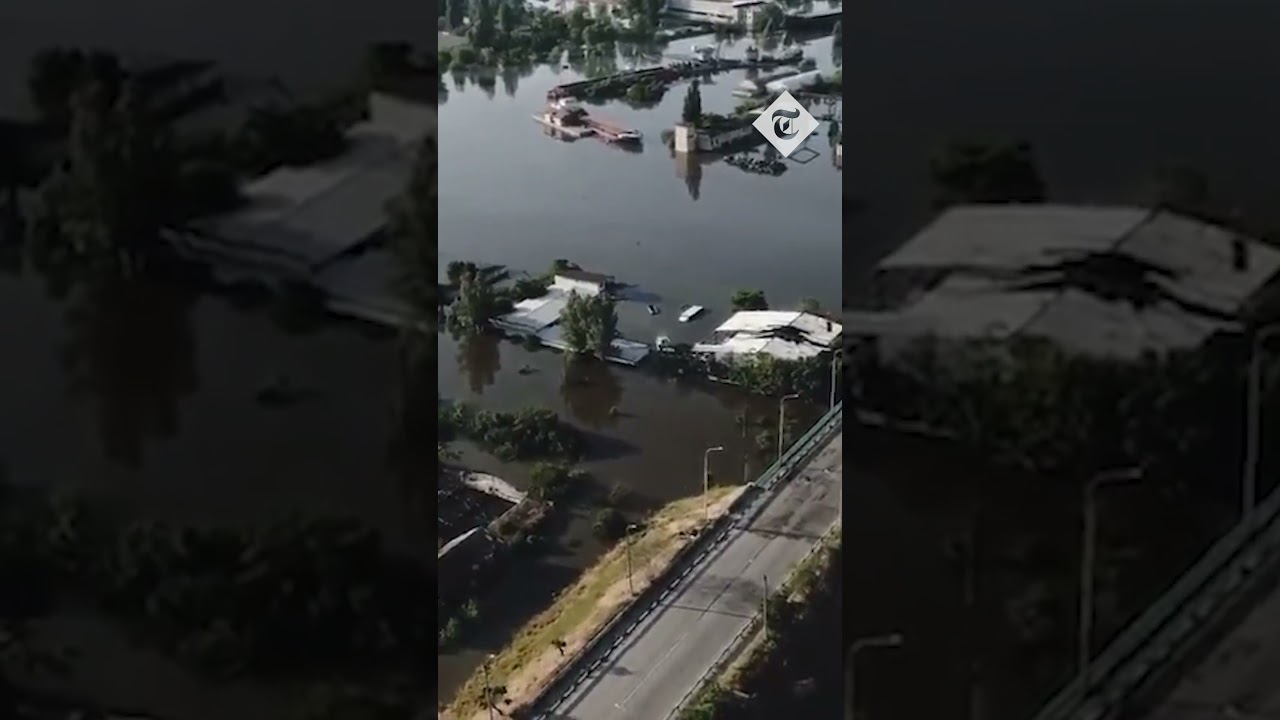 Kherson is seen underwater after dam destroyed and thousands left trapped