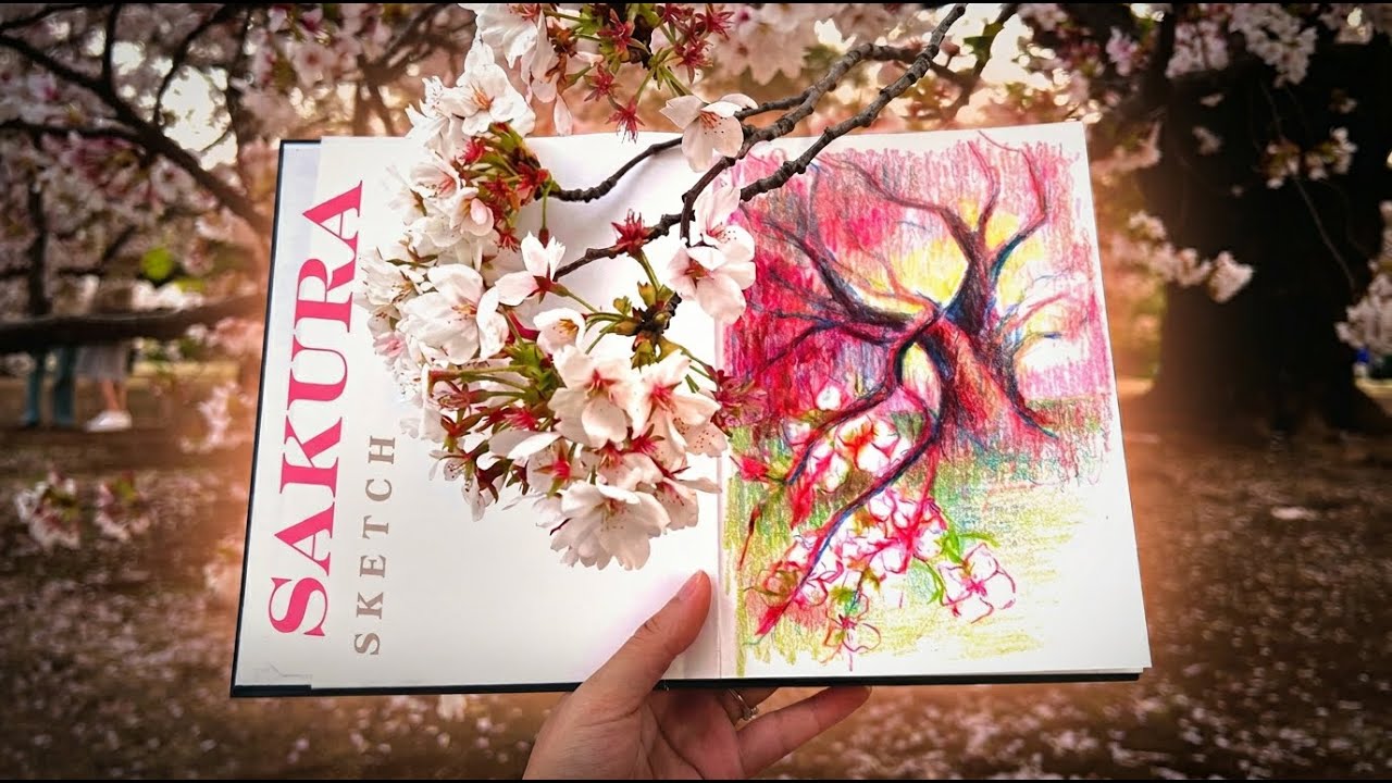 Sketching Sakura Cherry Blossoms at Shinjuku Gyoen 🌸 | Japan Spring Art Vlog