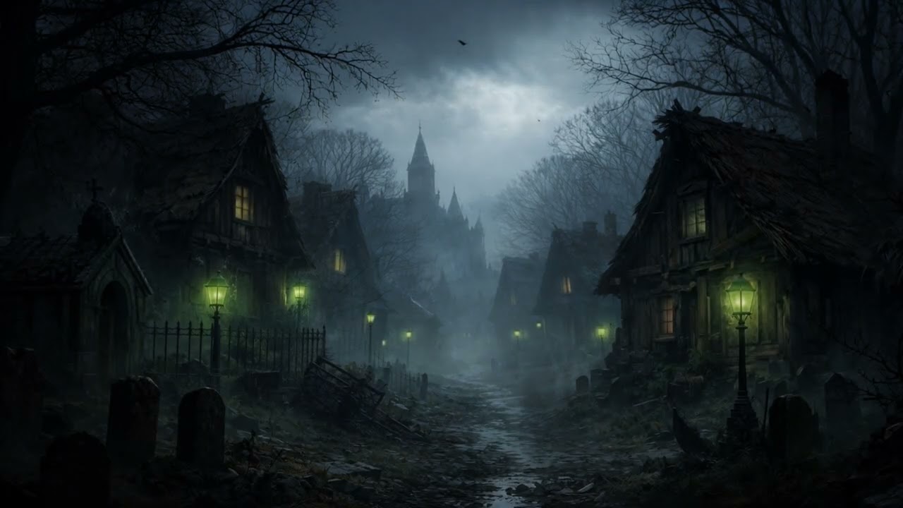 Forsaken Village at Night ☠️ Dark Fantasy Ambience for Focus & Sleep | 1 Hour