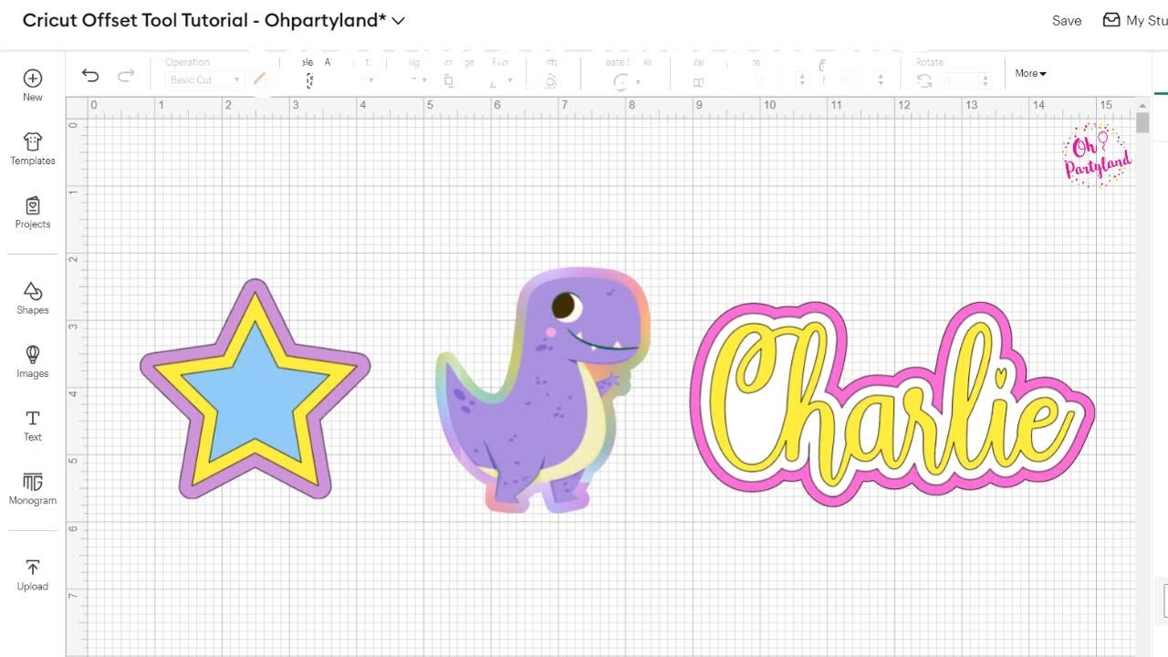 How to use the Offset tool in Cricut design space (Shapes, Text and Image) | Ohpartyland! 🎊|