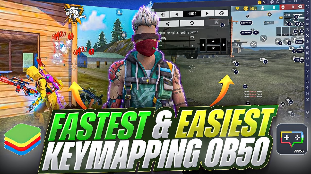 2025 Best Pro Level Keymapping Custom HUD Setting For Free Fire PC | BlueStacks 5 | MSI 5