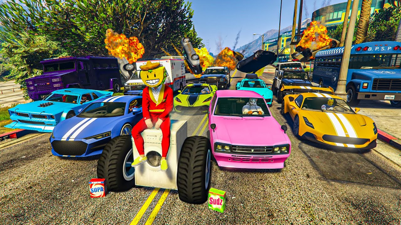 EL ÚLTIMO EXPLOTA CON COCHES ALEATORIOS! ME TOCA UNA LAVADORA!! - GTA 5 ONLINE