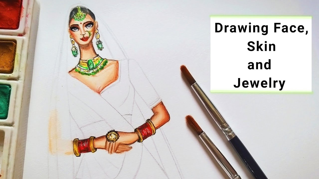 Drawing Face, Skin and Jewelry | Ethnic Designs | Fashion Illustration