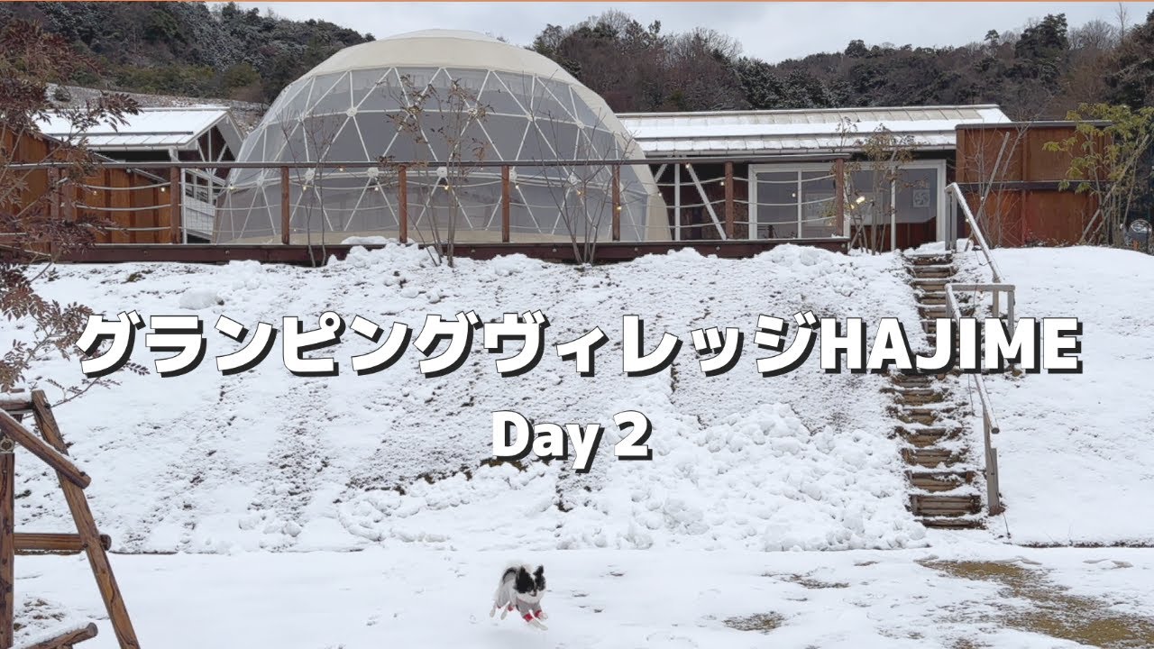 【狆旅行】グランピングの雪庭できつね走りの朝〜Day２【グランピングヴィレッジHAJIME】