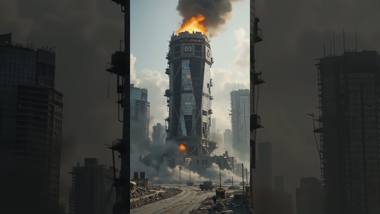 "Iran Launches Missile Strike on Israel | Tower Engulfed in Flames" Iranian Strike Destroys Israeli