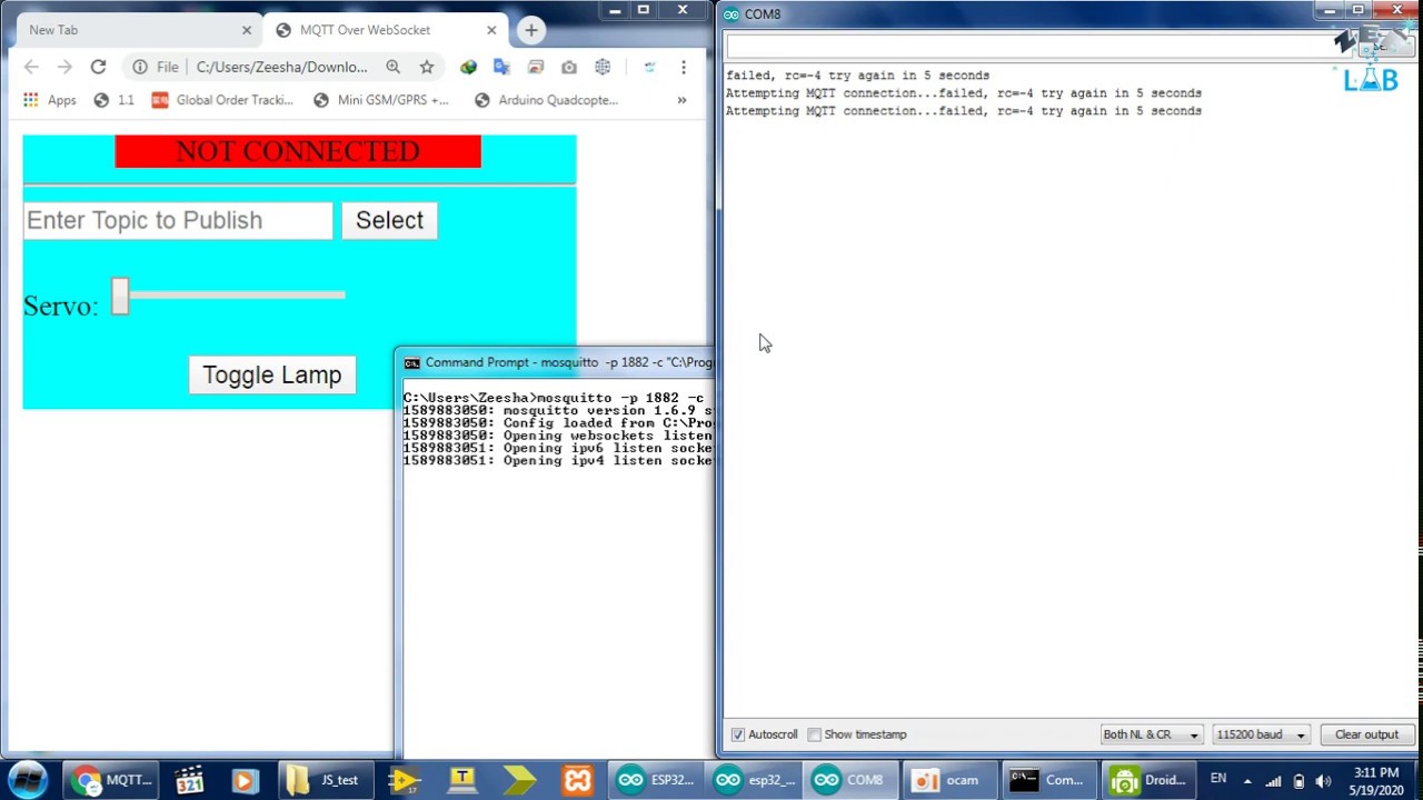 MQTT over Websocket with ESP32 (Paho-MQTT JavaScript library) | MQTT Mosquitto Broker