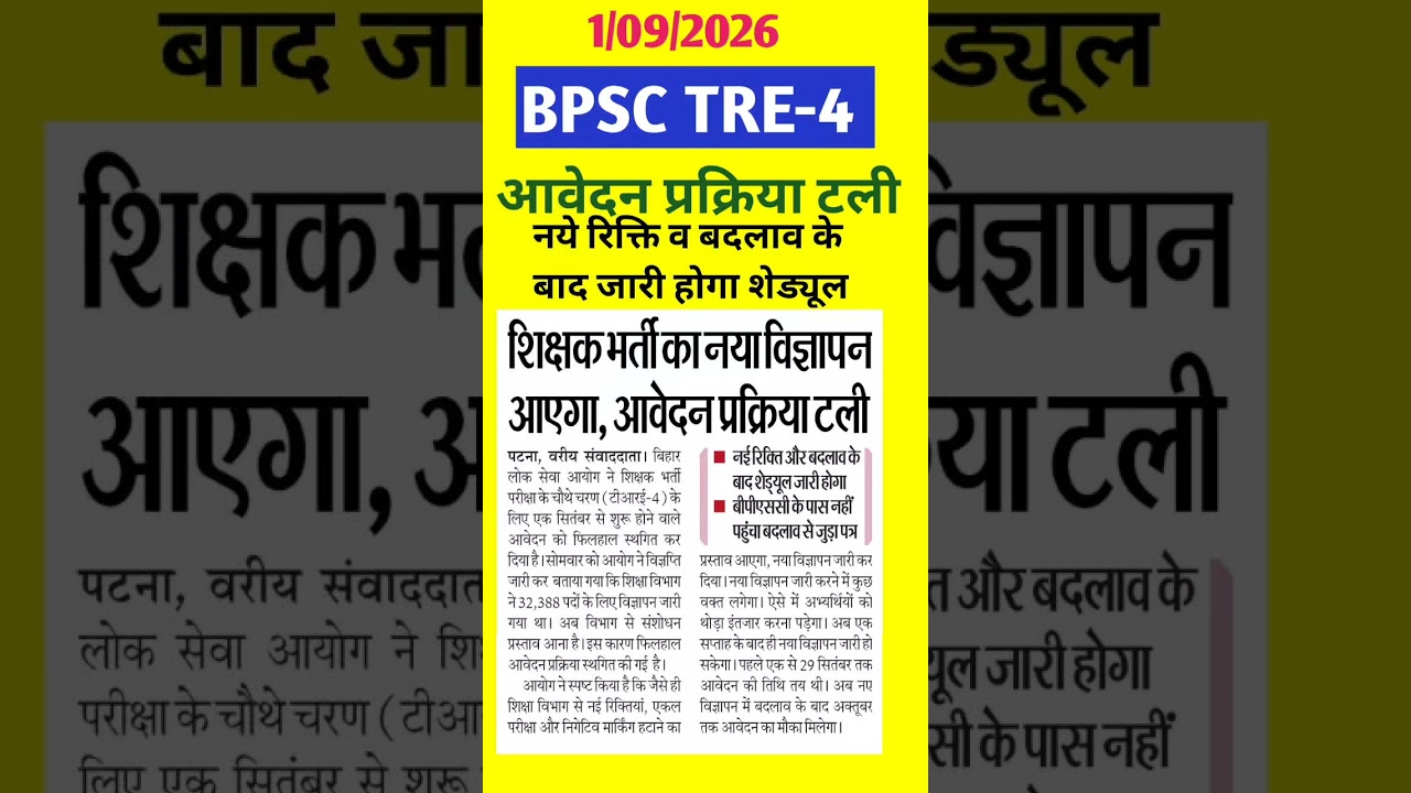 Bpsc TRE-4 Vacancy latest Update