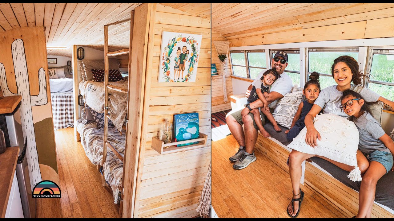 Family Of 5 Sold Everything & Built A DIY School Bus Conversion - Off Grid Solar Powered Bus