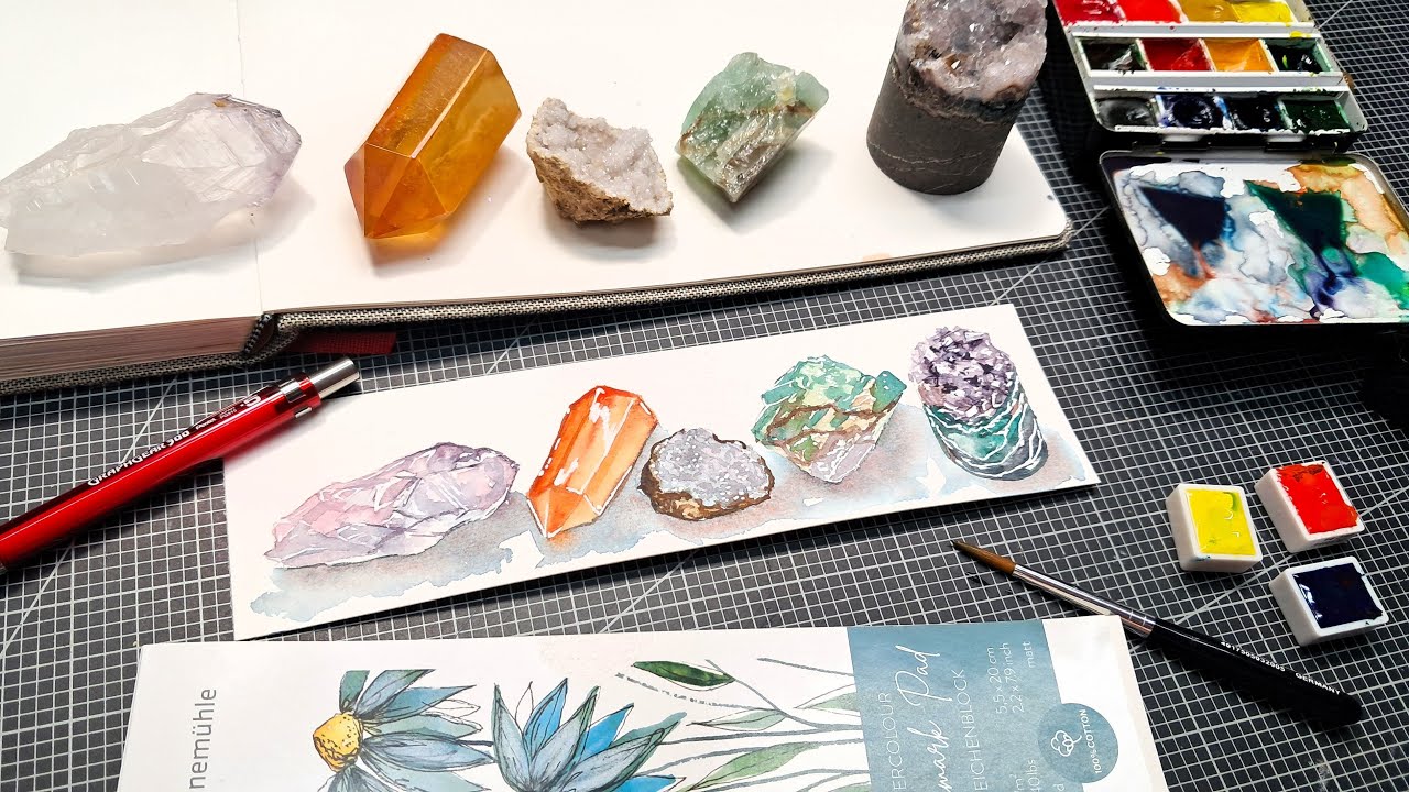 How to Paint Geodes and Crystals in Watercolor #worldwatercolormonth
