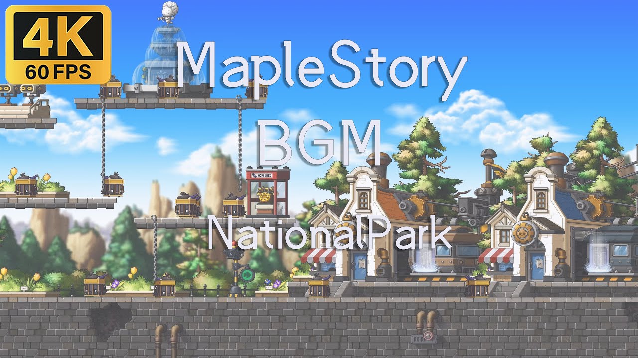 🍁4K60FPS MapleStory 新楓之谷 2-Hours Seamless Version BGM （NationalPark） Study asmr Enjoy