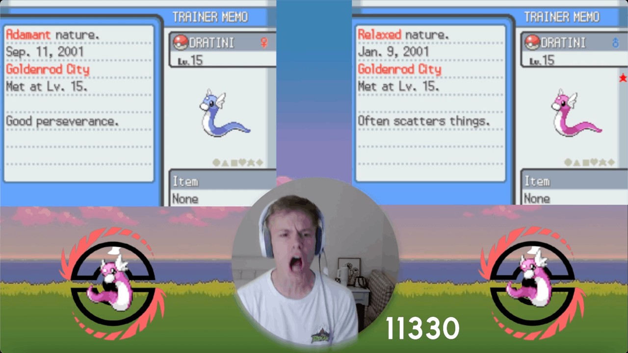 Shiny Dratini in Pokémon SoulSilver after 11,303 seen! (Game Corner)