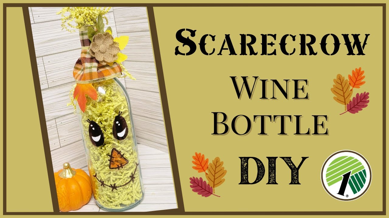 Scarecrow Wine Bottle DIY 🍂 DOLLAR TREE 🍂 Fall Craft