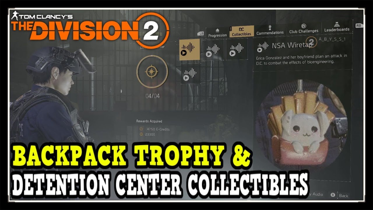 Division 2 Detention Center Collectibles & Fries Backpack Trophy (Classified Assignment Collectibles