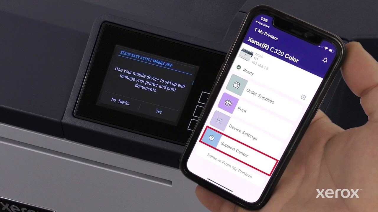 Xerox® C320 Color Printer Power On and Setup