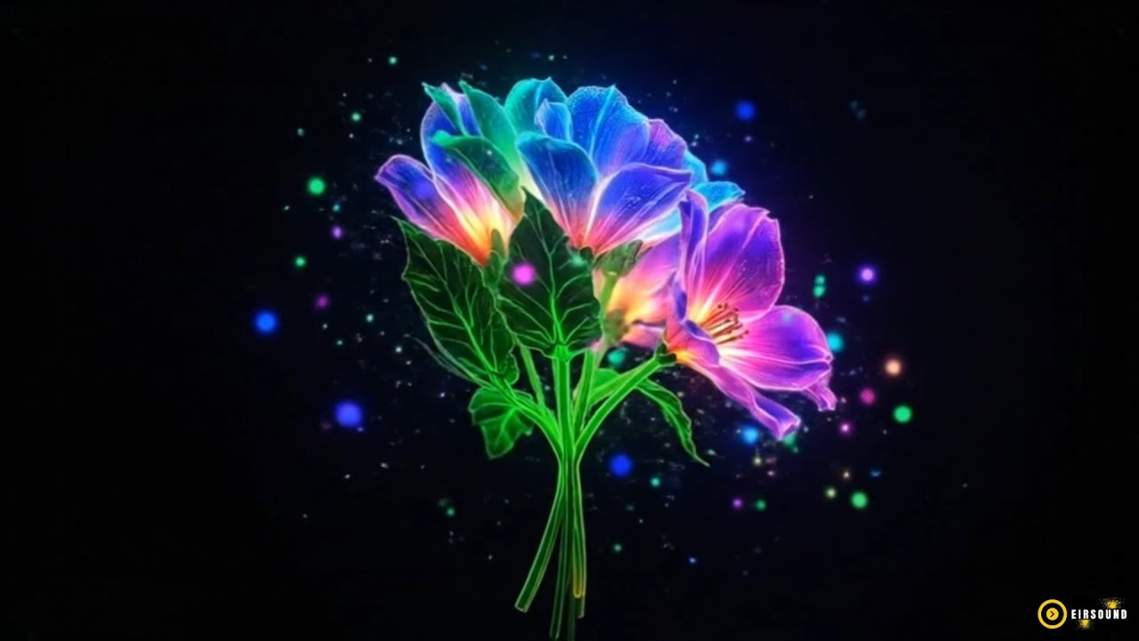 Early Morning Relaxing Jazz with Elegant Flower Hologram Video for Relaxing Screen