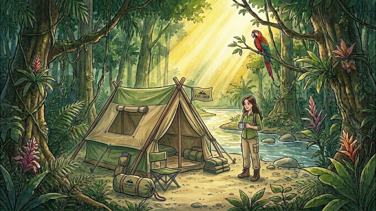 Solo Jungle Tent Journey 🌲✨ | Relaxing Ghibli Style Camping Film | Peaceful Nature Escape