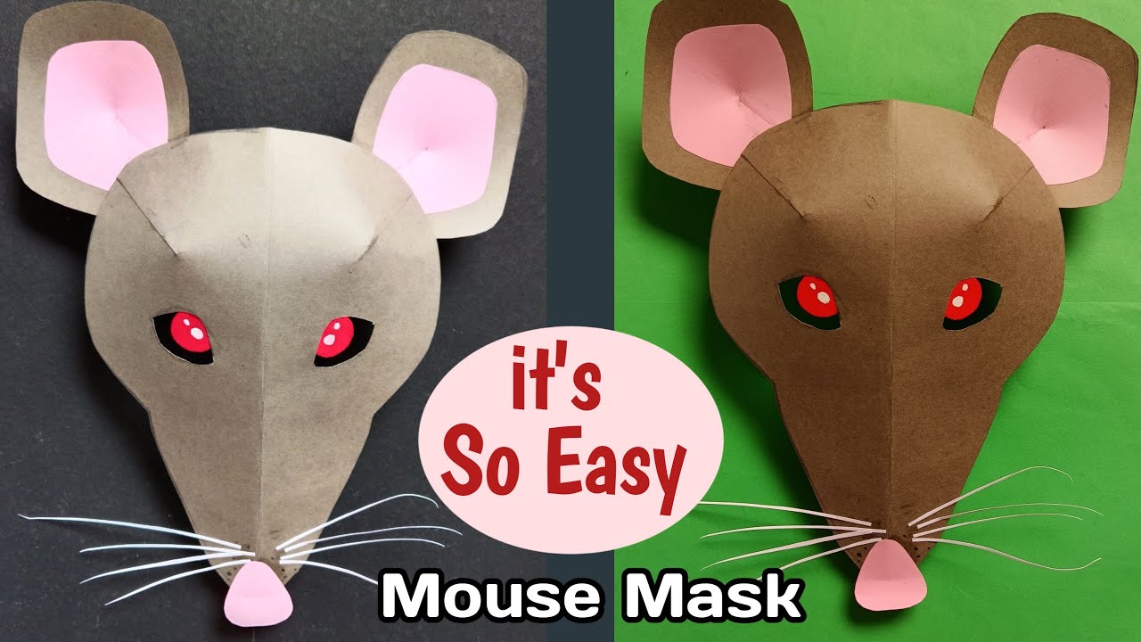 Mouse Mask. Rat Mask Making. Mouse/Rat Costume. Animal Mask Paper Craft. Rat Mask Craft.