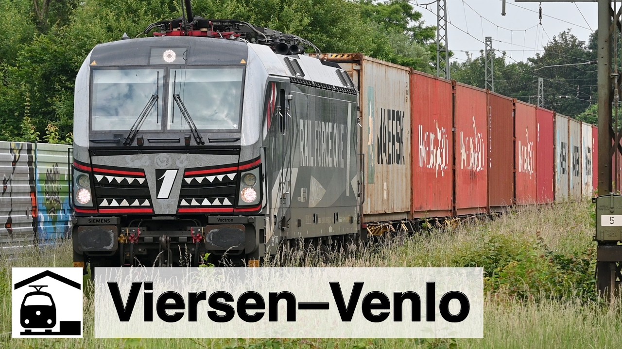 Ein Haufen Zug-Kreuzungen auf der Strecke Viersen–Venlo