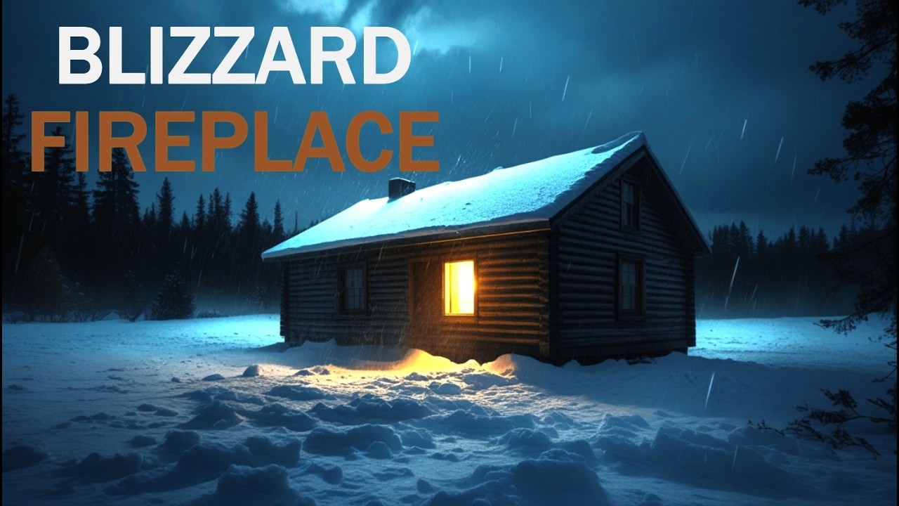 Snowstorm at a Remote Cabin | Wind & Fireplace Sounds (2 Hours)