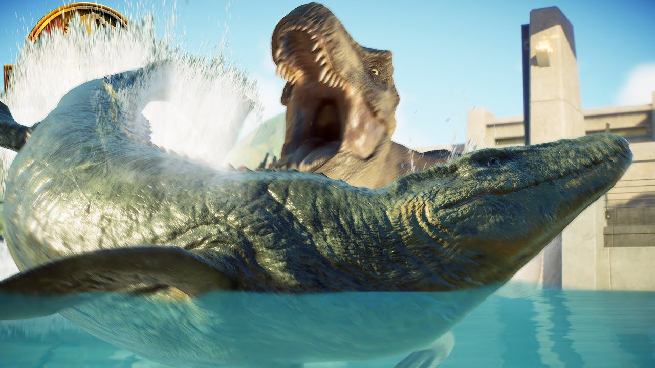 Т-РЕКС против МОЗАЗАВРА В ЛАГУНЕ!!! - Jurassic World Evolution 2