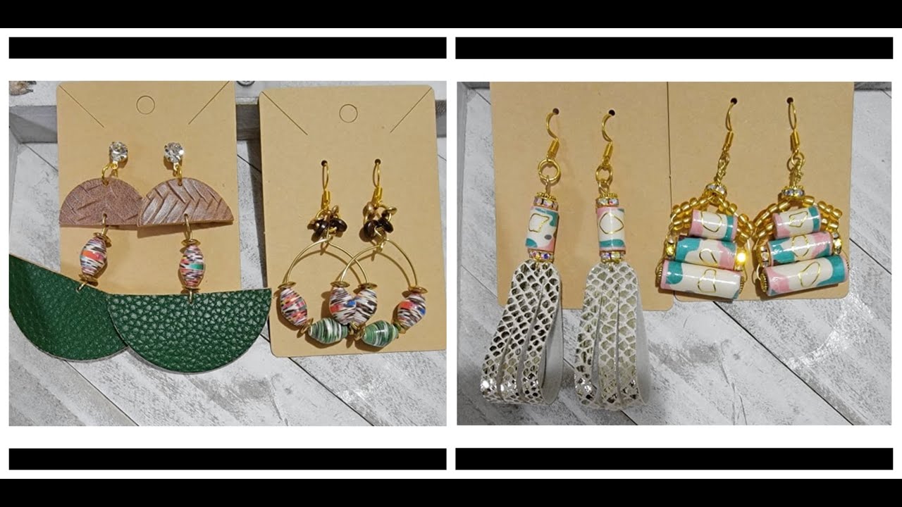 Faux Leather and Paper Bead earring sets DIY