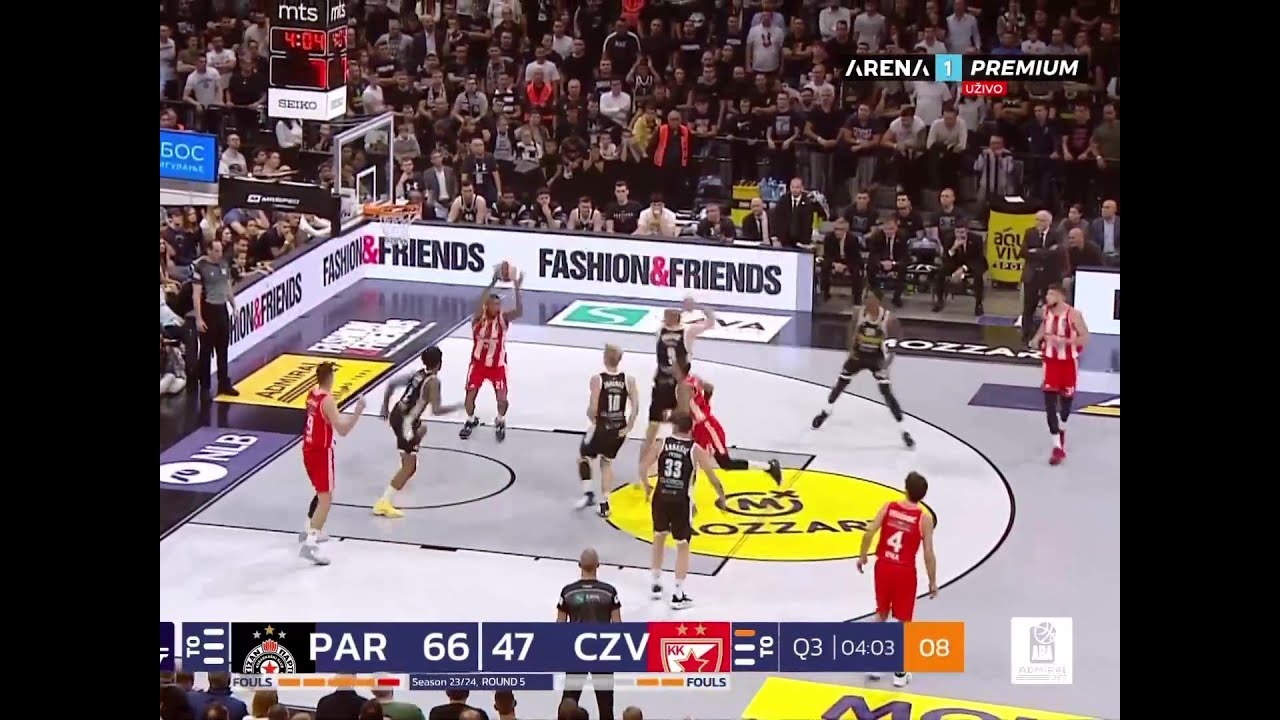 ADMIRALBET ABA LIGA (5. KOLO): Partizan - Crvena zvezda 98:87 / 30. 10. 2023.