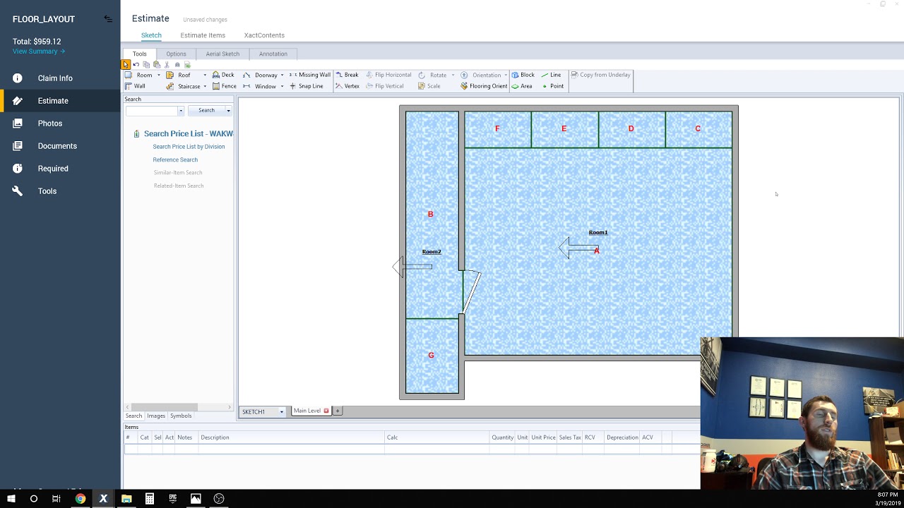 Xactimate - How To Adjust Flooring Layout & Waste In Sketch