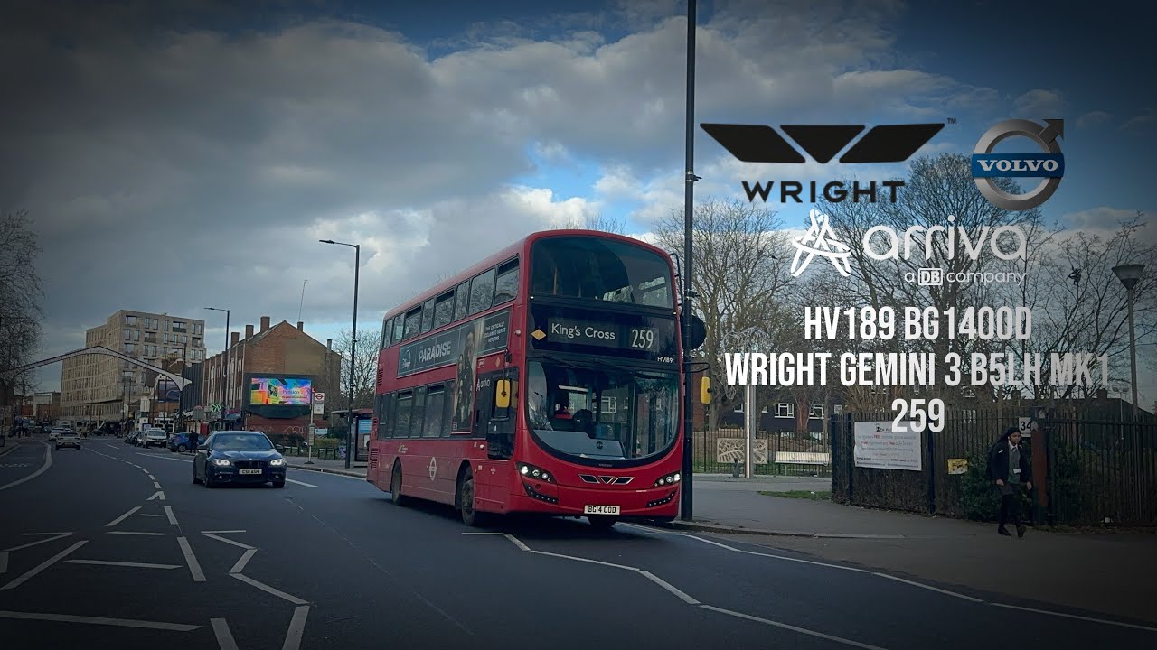 (LEAVING SOON) Journey on the Arriva London Wright Gemini 3 B5LH MK1 HV189 BG14OOD on bus route 259