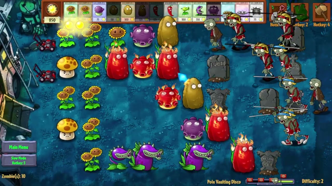 Plants Vs. Zombies Fusion (English) NEW V3.0! | Minigames | Pole Vaulting Disco