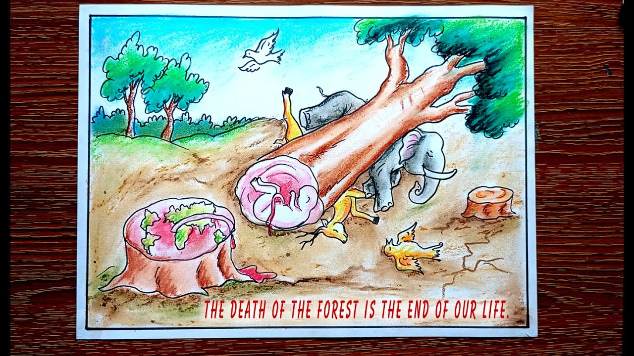 How to draw Save Tree poster | World Forestry Day Drawing | Save Forest Save Future Drawing