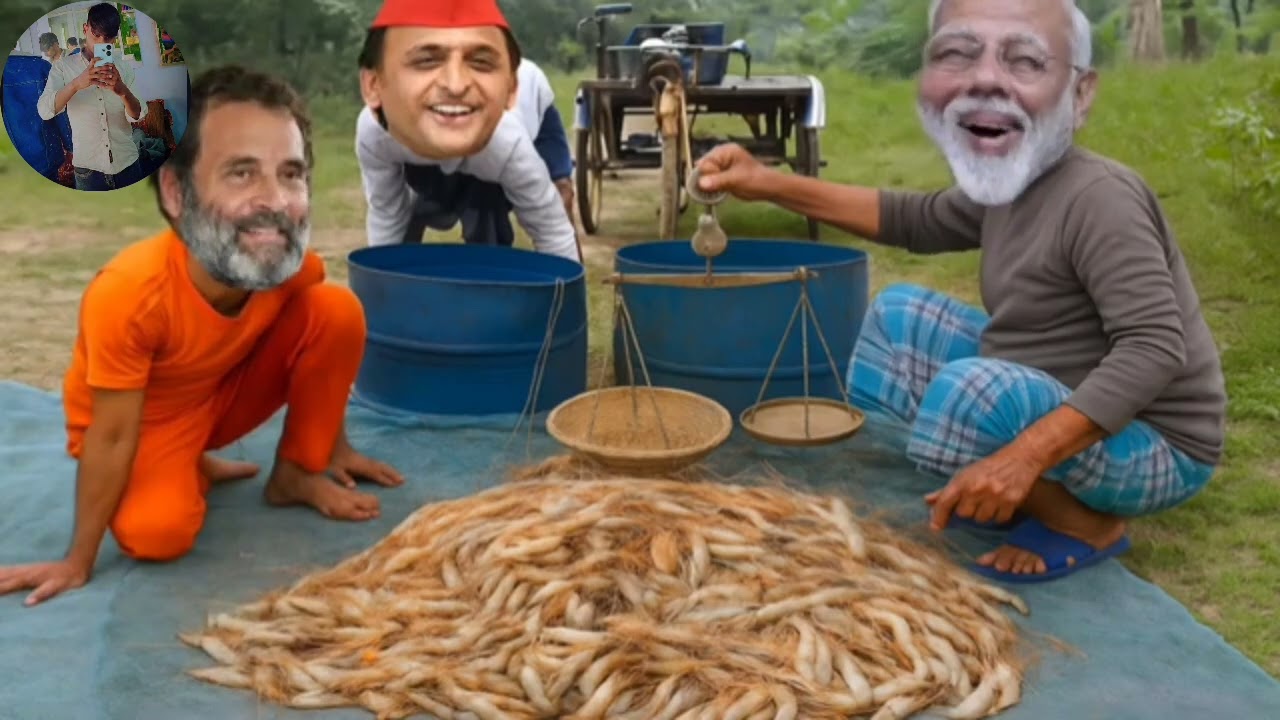 मोदी जी के पास झींगा मछली खरीदने के लिए आए राहुल जी और अखिलेश जी 🦐 | Village Comedy