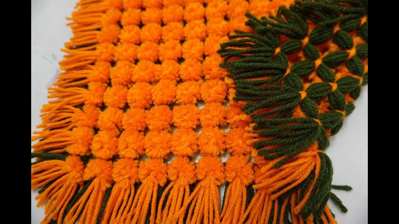 How to make double sided marigold pom pom table mat