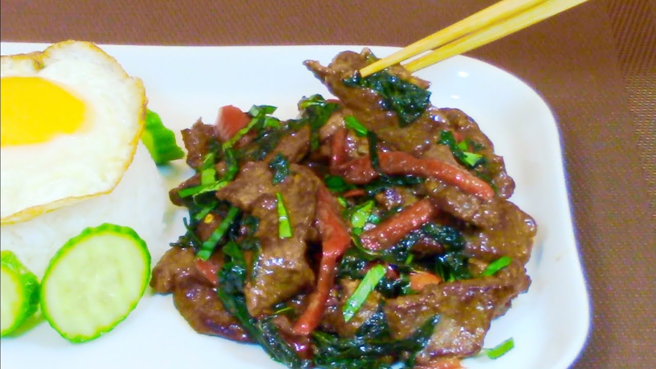 Жареная говядина и базилик (тайский рецепт) Stir-fried Beef and Basil
