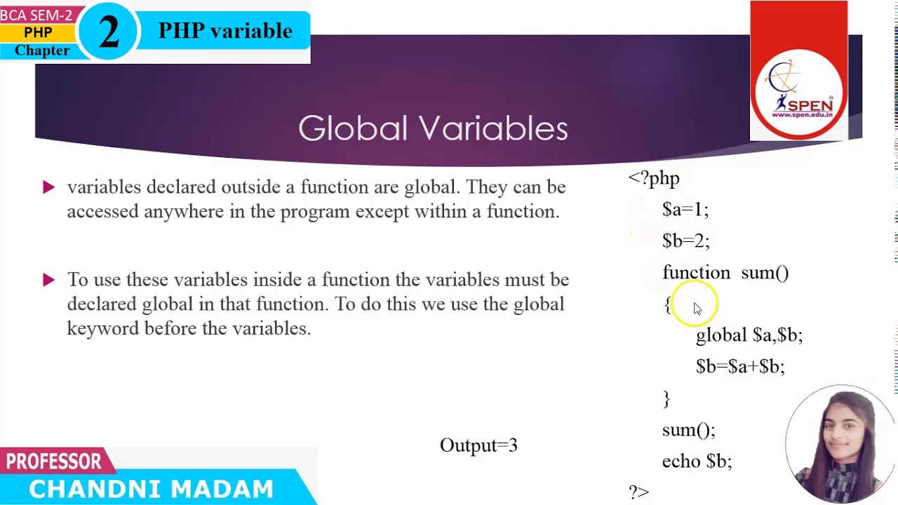 PHP Variable,it's naming rules and Variables Scope