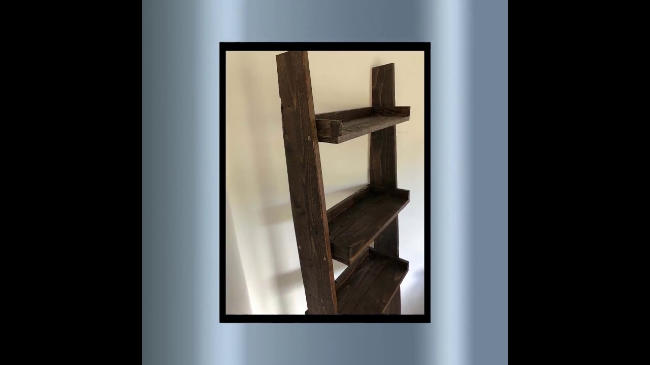 Walnut Ladder Shelf Bathroom, 3 Shelves
