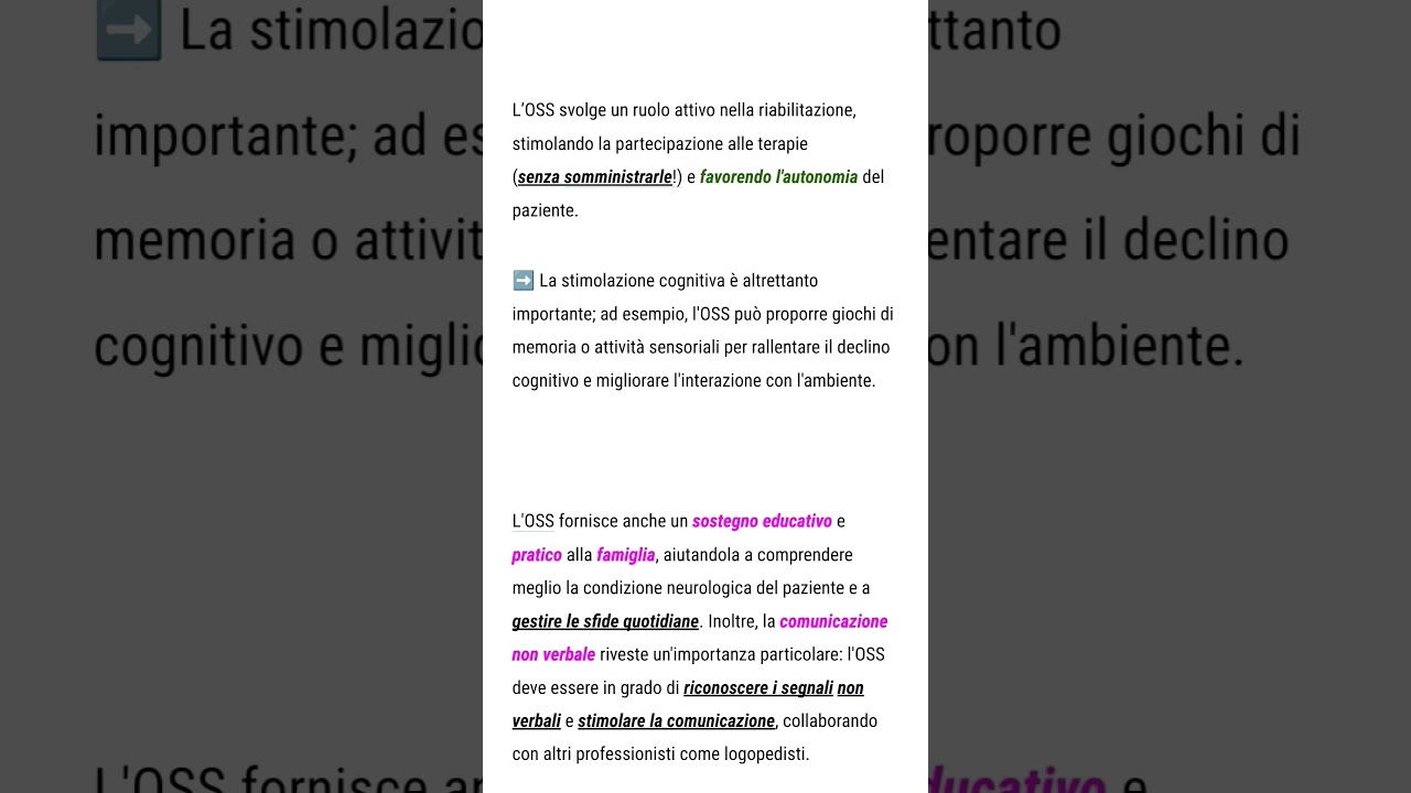 Ruolo dell' OSS nell' assistenza al paziente neurologico‼️