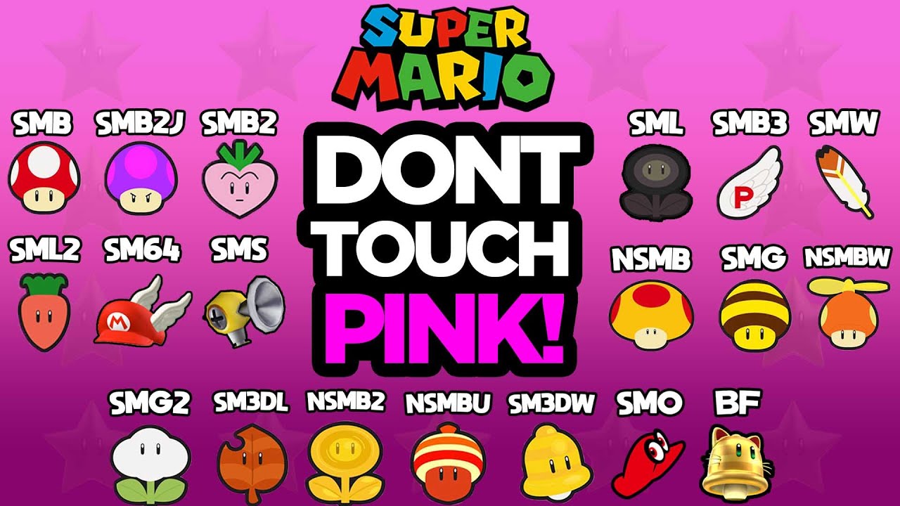 EVERY MARIO GAME: Don't Touch the Color Pink Challenge!