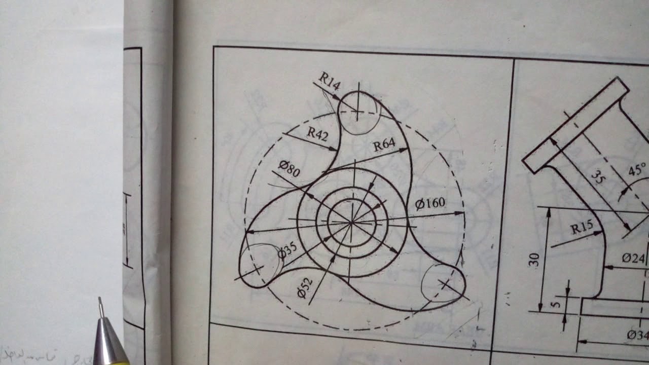 رسم هندسى أعدادى هندسة -تطببق مهم على التماس(رسمة المروحه) الجزء الأول_ المهندس/أشرف