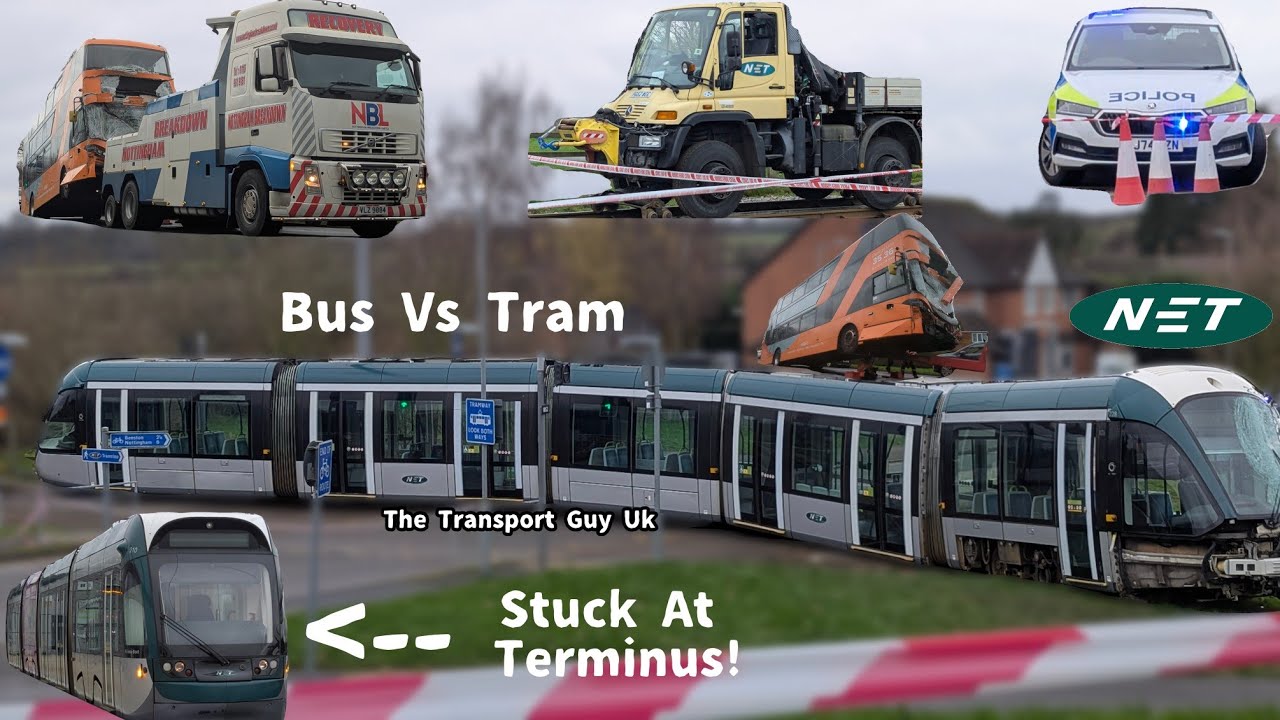 Chilwell Bus And Tram Crash *With Recovery* With @EastMidlandsRailwayFan 