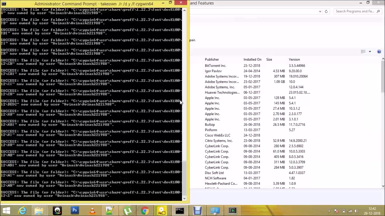 Uninstalling cygwin-win 7,8,10 64-bit
