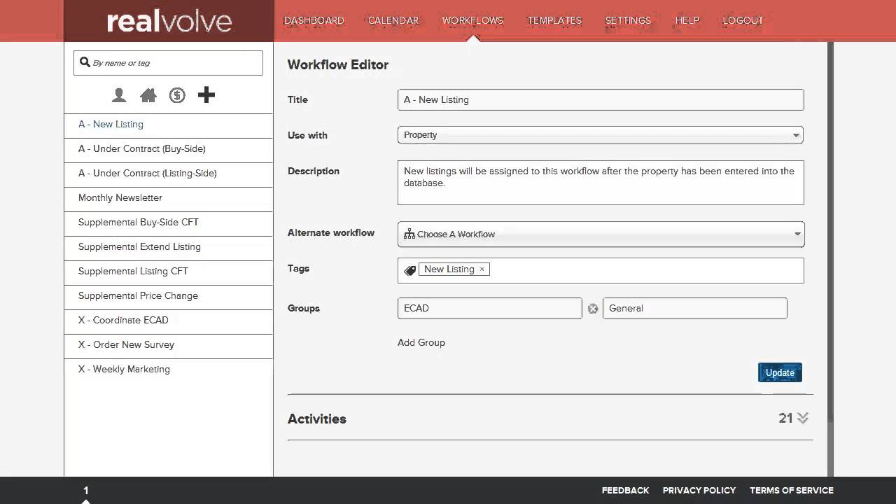 Realvolve CRM: Workflow Editor - Basic Description