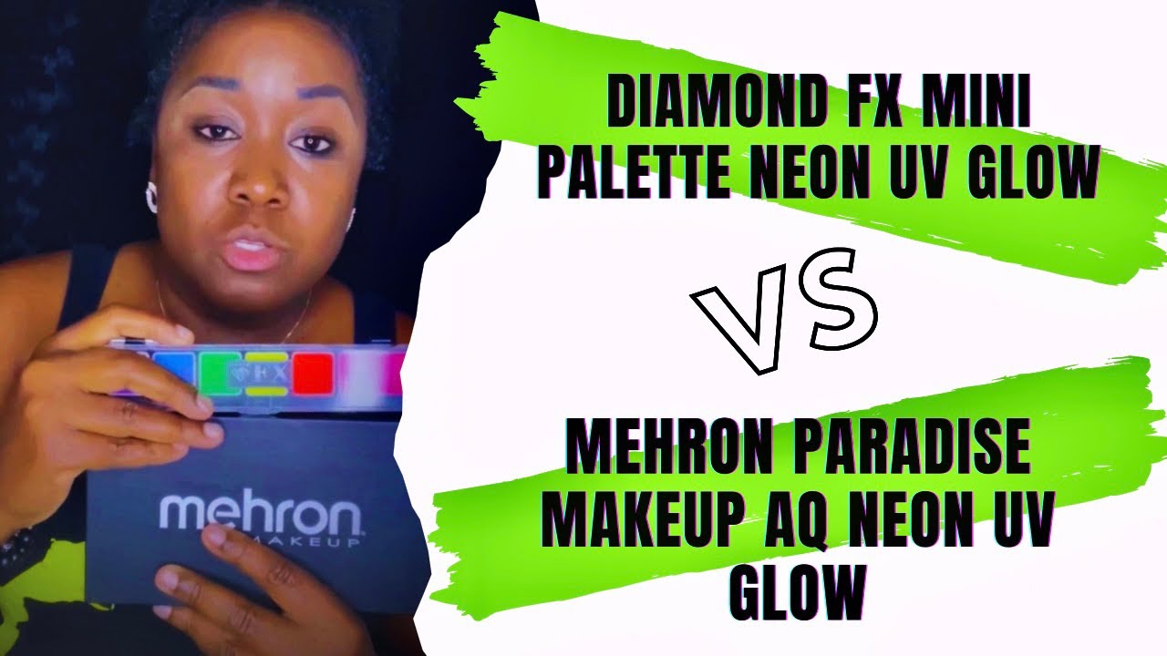 Mehron Paradise Makeup AQ Neon UV Glow Palette VS Diamond FX Mini Palette UV Neon - Review