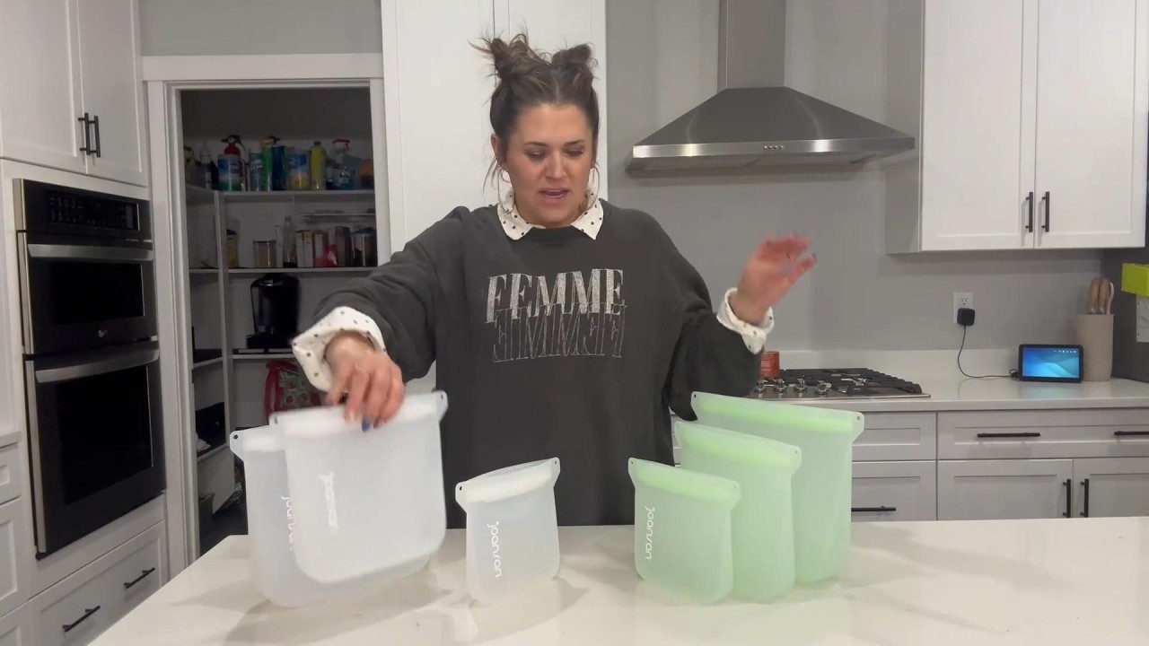 Joansan 6-Pack Reusable Platinum Silicone Food Storage Bags – Leak-Proof & Airtight