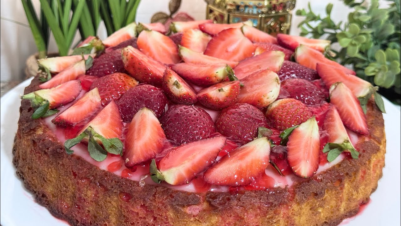 كيكة الفراولة 🍓🍓🍓زاكية كثير 