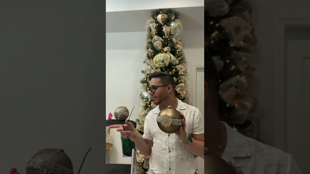Decoración de arbol de navidad Champage y perla.