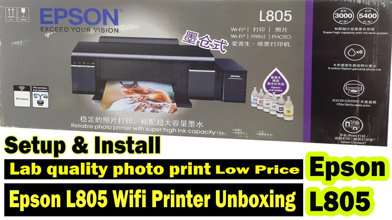Epson L805 Wifi Printer Unboxing | Original Ink Refill & Installation-Print